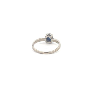 10K Oval Syn. Blue Star Sapphire Vintage Ring White Gold