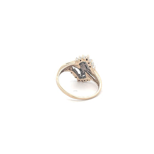 10K Classic Diamond Vintage Bypass Statement Ring Yellow Gold