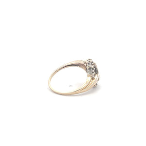 10K Classic Diamond Vintage Bypass Statement Ring Yellow Gold
