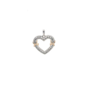 10K Vintage Diamond Classic Heart Love Kiss Pendant White Gold