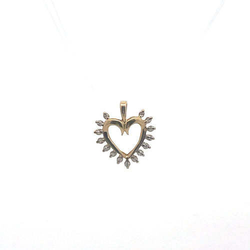 10K Diamond Heart Love Symbol Romantic Pendant Yellow Gold