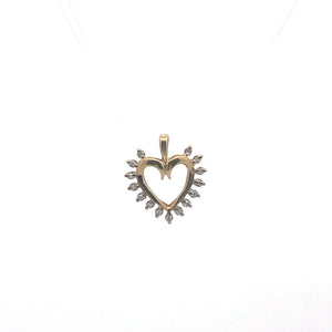 10K Diamond Heart Love Symbol Romantic Pendant Yellow Gold