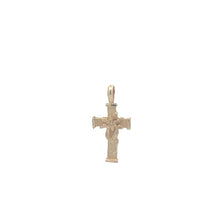 Load image into Gallery viewer, 10K Flower Accent Cross Christian Faith Charm/Pendant Yellow Gold
