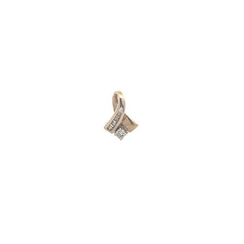10K Diamond Classic Vintage Loop Fashion Pendant Yellow Gold