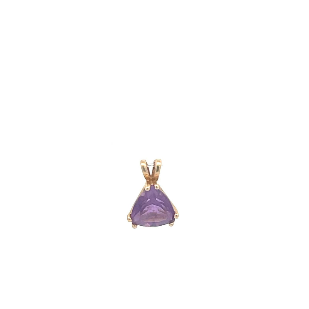 14K Trillion Amethyst February Birthstone Classic Pendant Yellow Gold