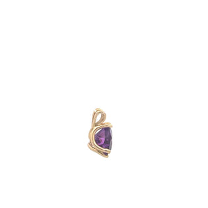 14K Trillion Amethyst February Birthstone Classic Pendant Yellow Gold