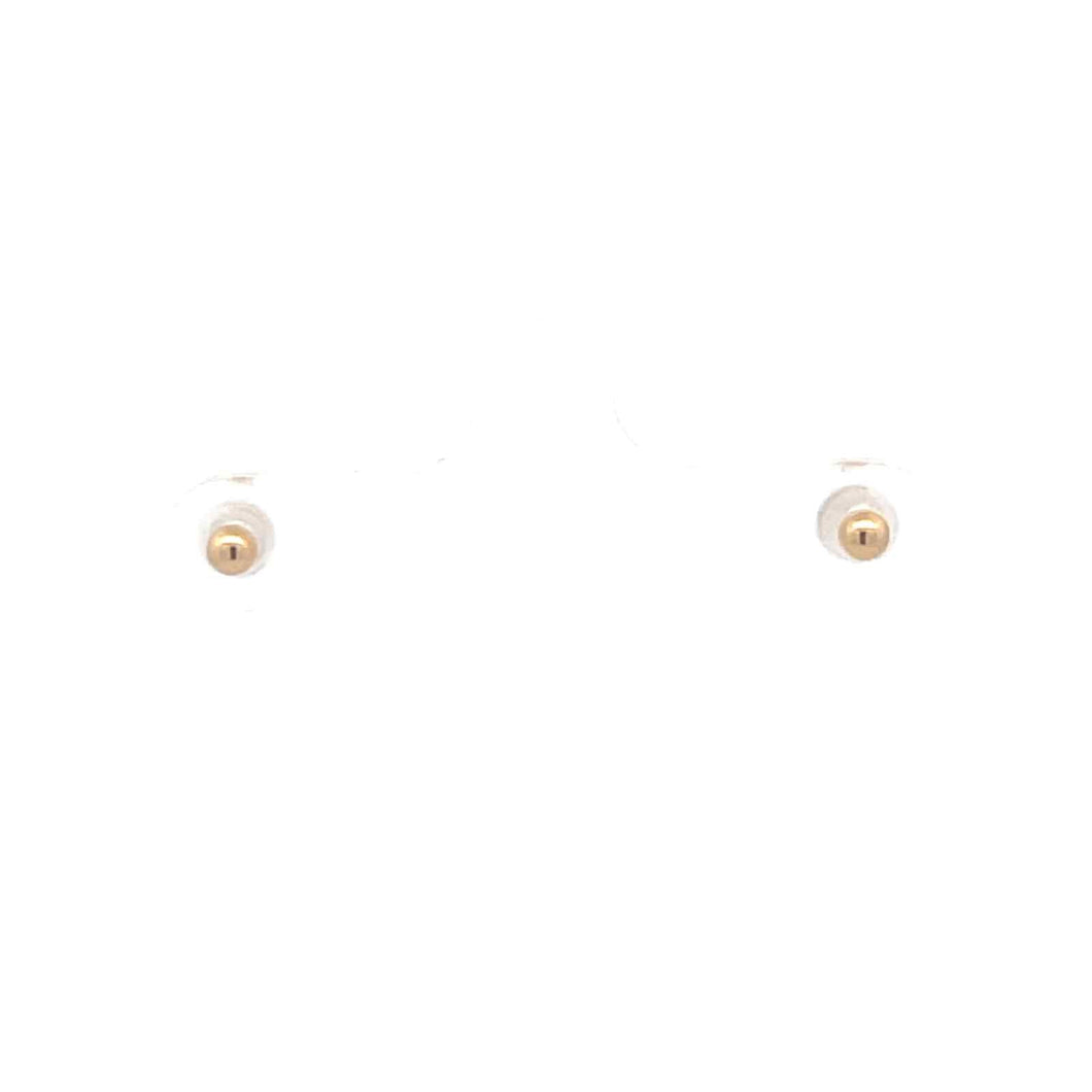 14K 3.0mm Vintage Classic Round Ball Stud Earrings Yellow Gold