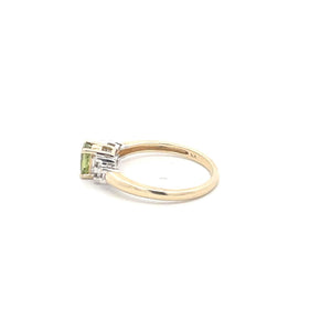 10K Oval Peridot Diamond Classic Statement Ring Yellow Gold