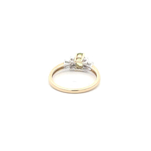 10K Oval Peridot Diamond Classic Statement Ring Yellow Gold