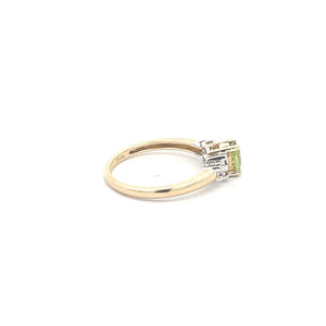 10K Oval Peridot Diamond Classic Statement Ring Yellow Gold