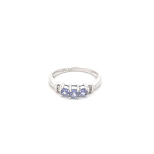 Load image into Gallery viewer, 10K Three Stone Tanzanite Diamond Vintage Ring White Gold