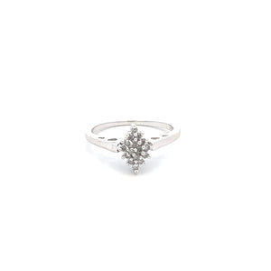 10K Vintage Classic Squared Cluster Statement Ring White Gold