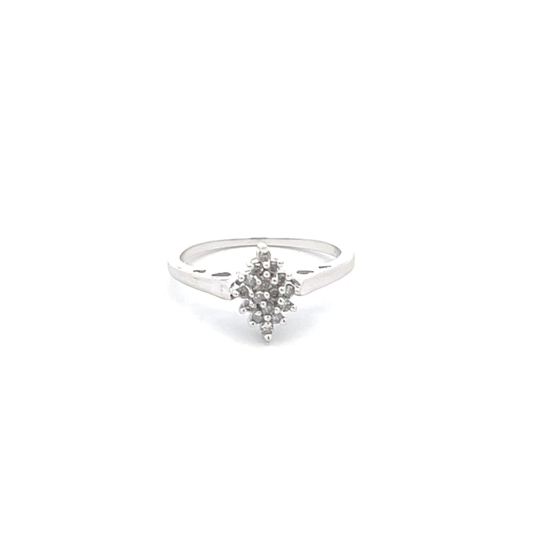 10K Vintage Classic Squared Cluster Statement Ring White Gold