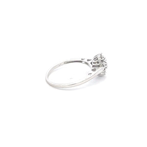 10K Vintage Classic Squared Cluster Statement Ring White Gold