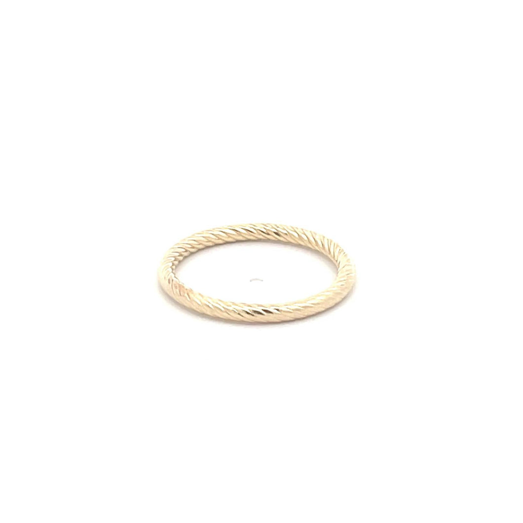 10K 2.2mm Twist Pattern Stackable Band Ring Yellow Gold