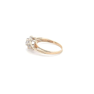 10K Round CZ Diamond Travel Engagement Ring Yellow Gold