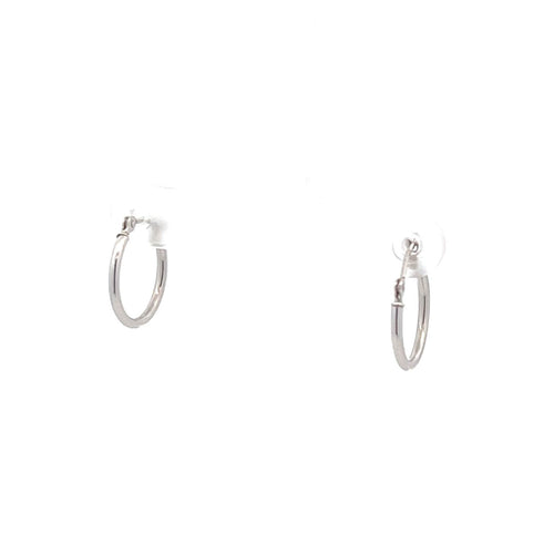 10K 14.7mm Vintage Round Classic Hoop Earrings White Gold