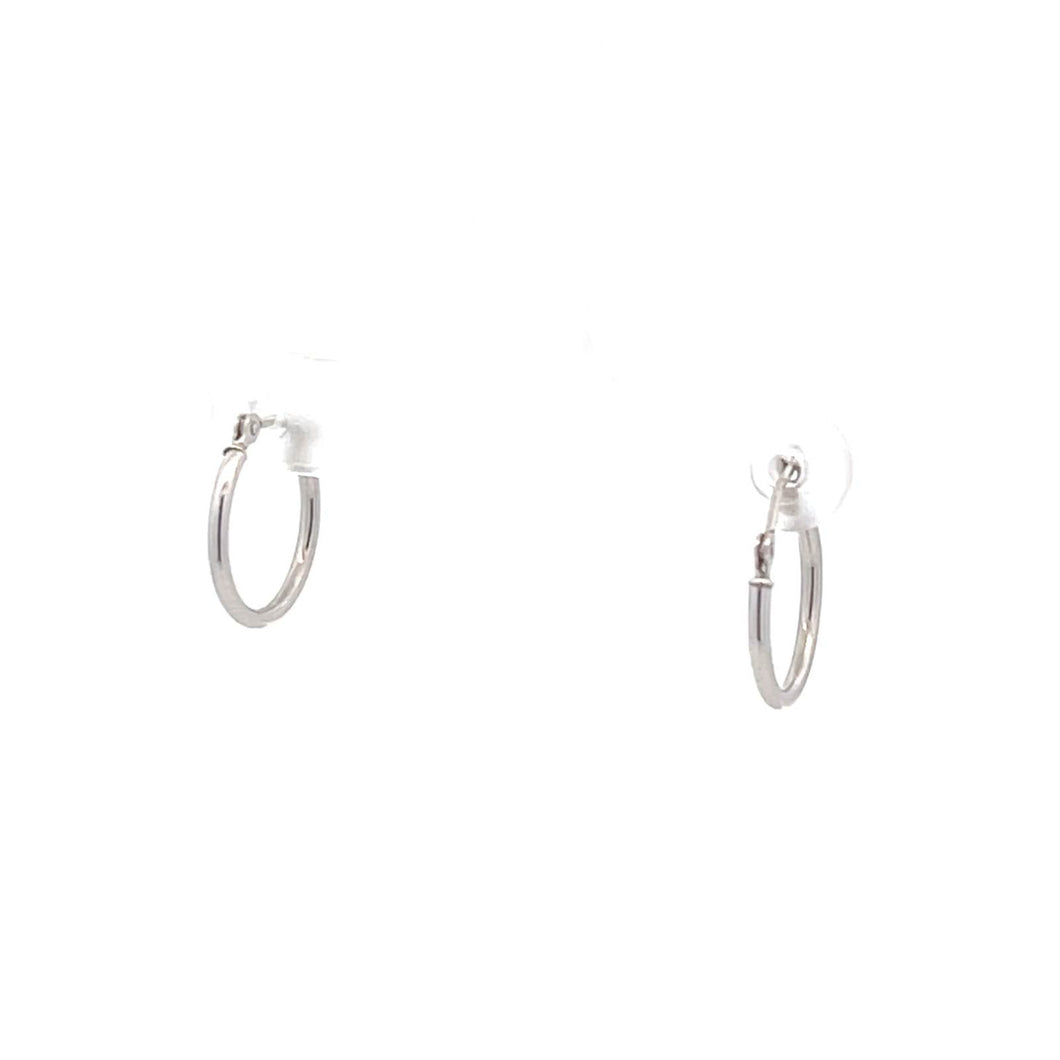 10K 14.7mm Vintage Round Classic Hoop Earrings White Gold