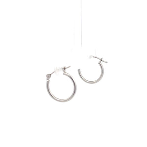 10K 14.7mm Vintage Round Classic Hoop Earrings White Gold