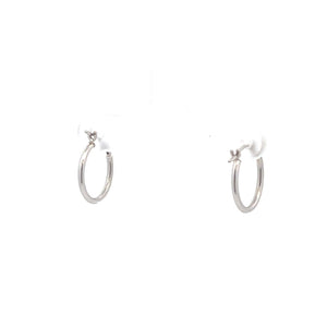 10K 14.7mm Vintage Round Classic Hoop Earrings White Gold