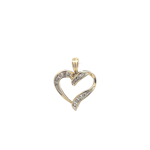 10K Vintage Diamond Heart Love Valentine Pendant Yellow Gold