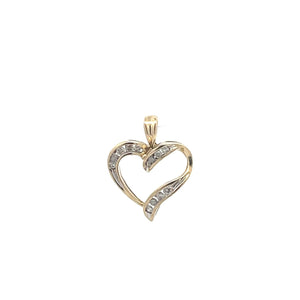 10K Vintage Diamond Heart Love Valentine Pendant Yellow Gold