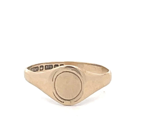 9K Oval Signet Engravable Monogram Ring Yellow Gold