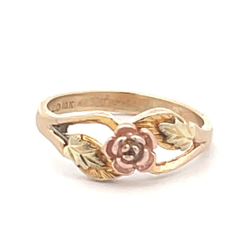 10K Black Hills Flower Rose Ornate Romantic Ring Yellow Gold