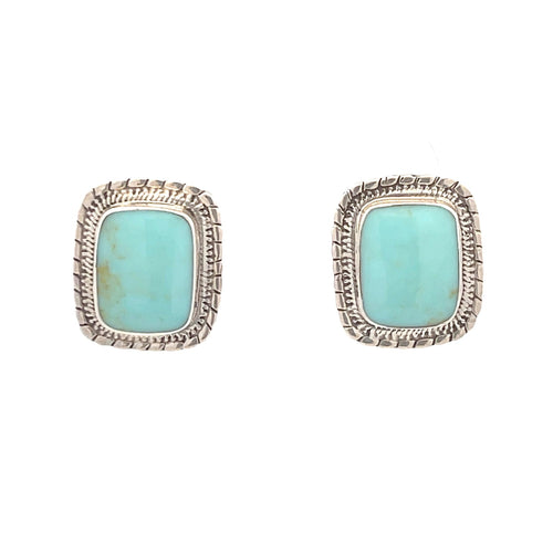 Sterling Silver Southwestern Turquoise Ornate Clip Back Earrings