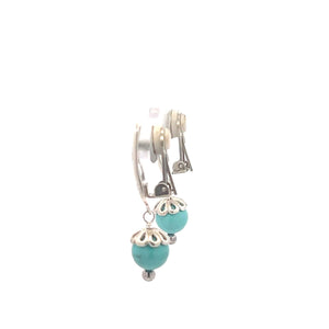 Sterling Silver Carolyn Pollack Relios Turquoise Clip Back Earrings