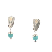 Load image into Gallery viewer, Sterling Silver Carolyn Pollack Relios Turquoise Clip Back Earrings