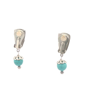 Sterling Silver Carolyn Pollack Relios Turquoise Clip Back Earrings