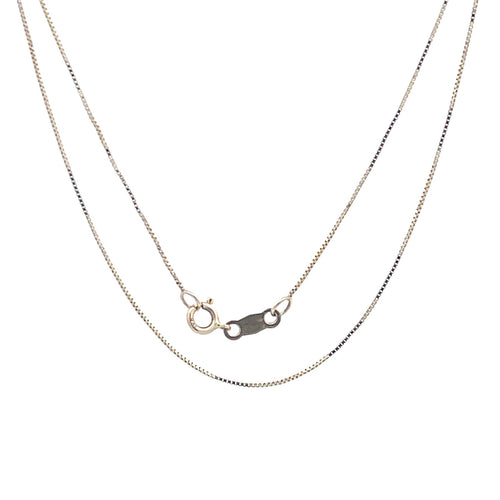 10K 0.5mm Square Link Classic Box Chain Necklace 18.25