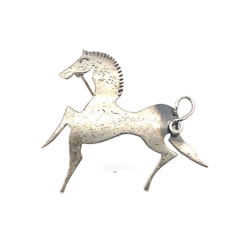 Sterling Silver Orb Otto Robert Bade Prancing Horse Vintage Pin/Brooch