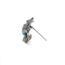 Load image into Gallery viewer, Sterling Silver Vintage 3D Lily Oak Leaf Turquoise Pin/Brooch