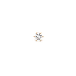 14K 6.7mm Vintage Solitaire Single Stud CZ Earring Yellow Gold