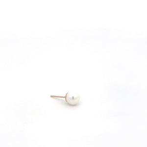 14K 6.0mm Pearl Single Solitaire Stud Earring Yellow Gold