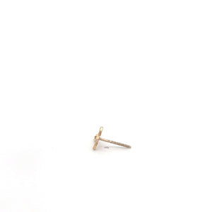 14K Cross Christian Faith Symbol Single Stud Earring Yellow Gold