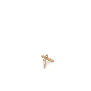 14K Cross Christian Faith Symbol Single Stud Earring Yellow Gold