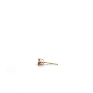 14K Single Garnet Solitaire Round Stud Earring Yellow Gold