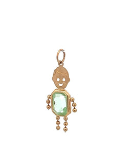 14K August Birthstone Baby Boy Sim. Peridot Charm/Pendant Yellow Gold