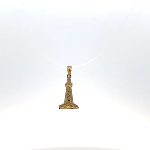 14K Lighthouse Coastal Beach Motif Travel Charm/Pendant Yellow Gold