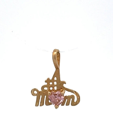 14K #1 Number One Mom Mother's Day Charm/Pendant Yellow Gold