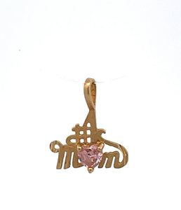 14K #1 Number One Mom Mother's Day Charm/Pendant Yellow Gold