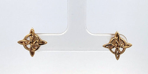 10K Celtic Knot Cross Vintage Stud Earrings Yellow Gold