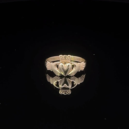 14K Claddagh Celtic Traditional Loyalty Symbol Ring Yellow Gold