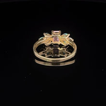 Load image into Gallery viewer, 14K Emerald Cut Pink Topaz Opal Statement Ring Yellow Gold