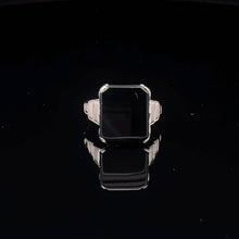 Load image into Gallery viewer, 14K Emerald Cut Black Onyx Statement Ring White Gold