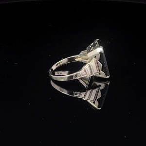 14K Emerald Cut Black Onyx Statement Ring White Gold