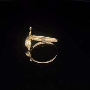 14K Dolphin Vintage Wrap Band Statement Ring Yellow Gold